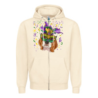 Sandshell mardi gras  mask beagle Zipper Hoodie - RanaPortraitStore