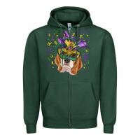 Sports Green mardi gras  mask beagle Zipper Hoodie - RanaPortraitStore