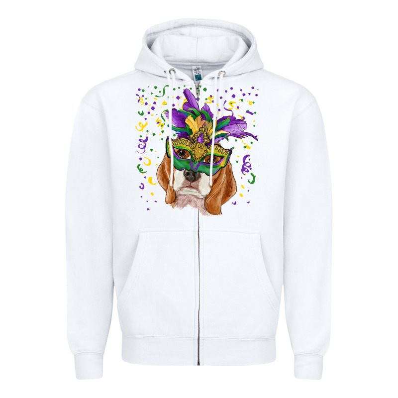 Mardi Gras  Mask Beagle Zipper Hoodie by RanaPortraitStore | Teevron