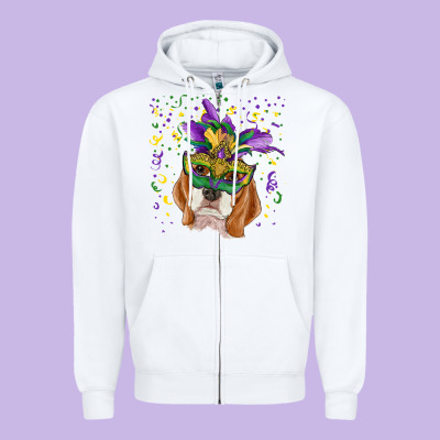 Zipper Hoodie mardi gras  mask beagle