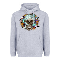 Heather Grey Halloween Skeleton Heavyweight Hoodie - CowhideDigitalArt