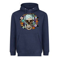 Navy Halloween Skeleton Heavyweight Hoodie - CowhideDigitalArt