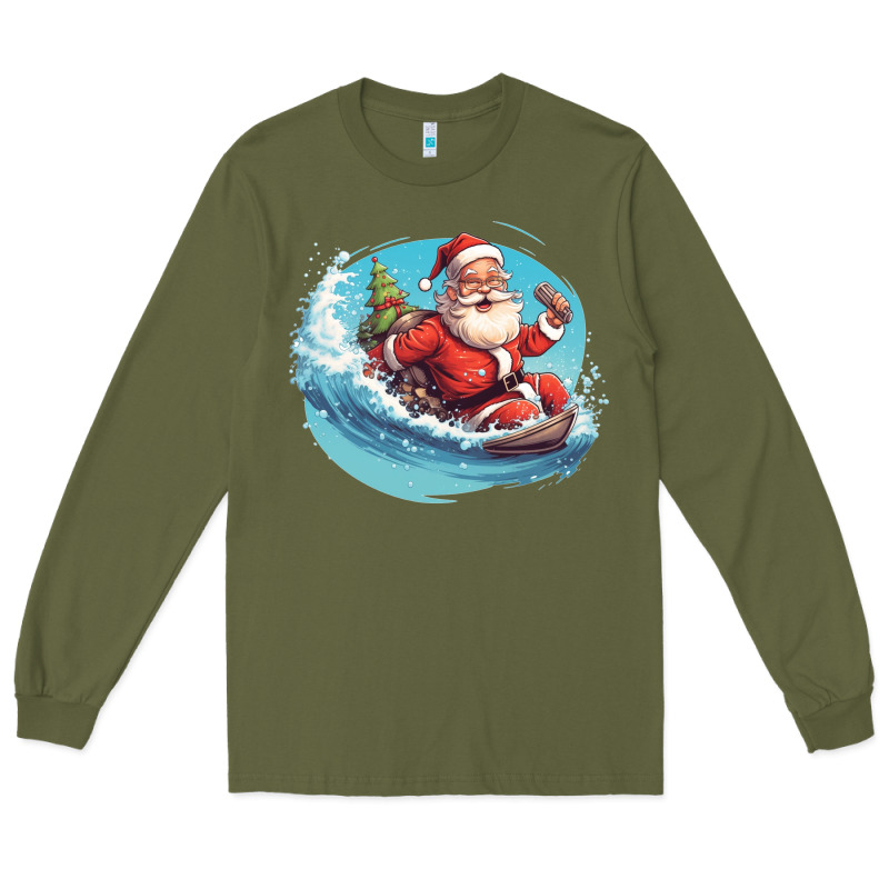 Surf Happy Santa Long Sleeve Tee by Unal Design | Teevron