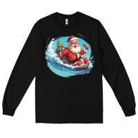 Black surf happy santa Long Sleeve Tee - Unal Design