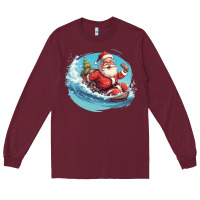 Burgundy surf happy santa Long Sleeve Tee - Unal Design