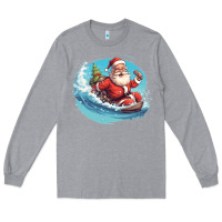 Heather Grey surf happy santa Long Sleeve Tee - Unal Design