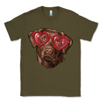 Army Green labrador retriever with love glass Classic Tee - RanaPortraitStore