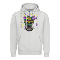 Dove Grey mardi gras  mask pitbull Zipper Hoodie - RanaPortraitStore