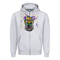 Heather Grey mardi gras  mask pitbull Zipper Hoodie - RanaPortraitStore