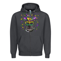 Smoke mardi gras  mask pitbull Zipper Hoodie - RanaPortraitStore