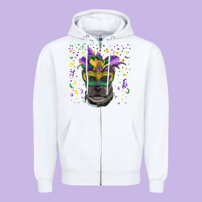 Zipper Hoodie mardi gras  mask pitbull