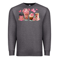 Charcoal Heather floral coffee cups Premium Sweatshirt - JahusDesignShop