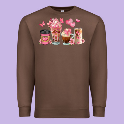 Floral Coffee Cups Premium Sweatshirt Designed By Jahusdesignshop