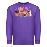 Purple floral coffee cups Premium Sweatshirt - JahusDesignShop