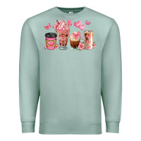 Seafoam floral coffee cups Premium Sweatshirt - JahusDesignShop