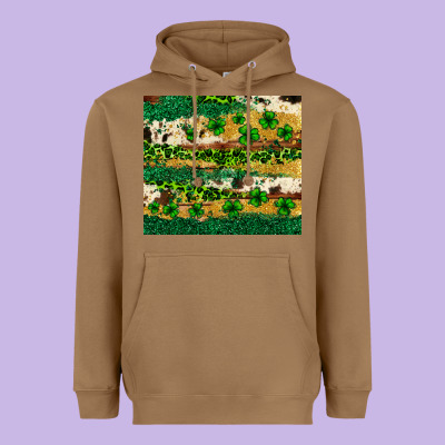 St. Patrick's Day Leopard Cowhide Shamrock Tumbler Heavyweight Hoodie Designed By Neo Western