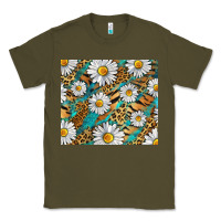 Army Green Leopard And Tiger Daisy Classic Tee - RanaPortraitStore