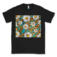 Black Leopard And Tiger Daisy Classic Tee - RanaPortraitStore