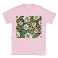 Bubblegum Pink Leopard And Tiger Daisy Classic Tee - RanaPortraitStore