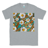 Heather Grey Leopard And Tiger Daisy Classic Tee - RanaPortraitStore