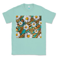 Seafoam Leopard And Tiger Daisy Classic Tee - RanaPortraitStore