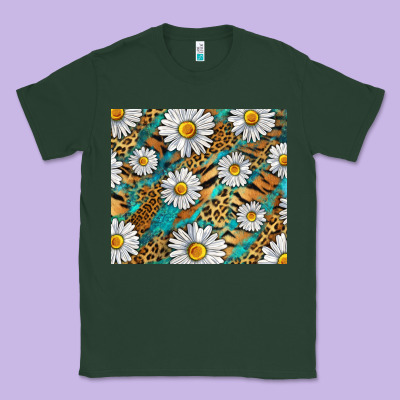 Leopard And Tiger Daisy Classic Tee Designed By Ranaportraitstore