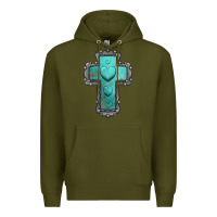 Army Green turquoise gemstone cross Premium Hoodie - Jasminsmagicworld