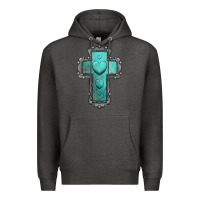 Charcoal Heather turquoise gemstone cross Premium Hoodie - Jasminsmagicworld