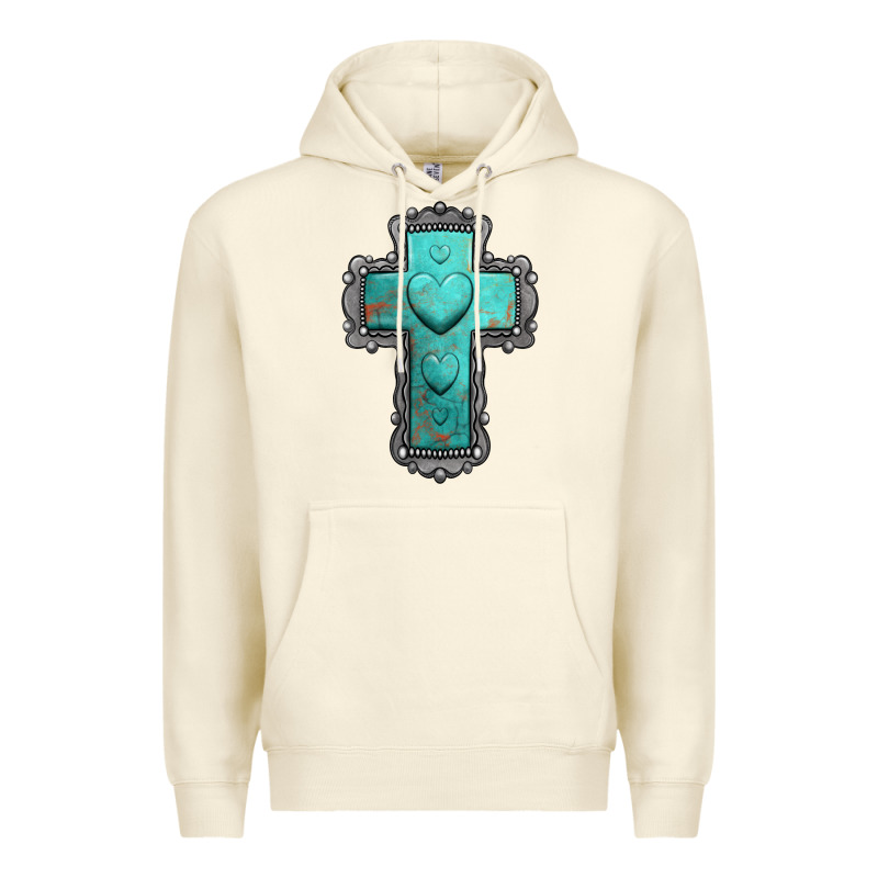 Turquoise Gemstone Cross Premium Hoodie by Jasminsmagicworld | Teevron