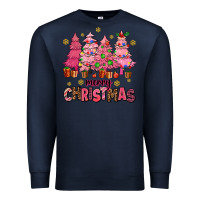 Navy pink christmas trees Premium Sweatshirt - AdoDesignShop