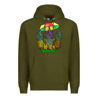 Army Green hello summer pineapples Premium Hoodie - RanaPortraitStore