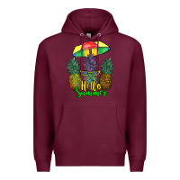 Burgundy hello summer pineapples Premium Hoodie - RanaPortraitStore