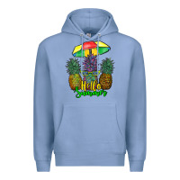 Colony Blue hello summer pineapples Premium Hoodie - RanaPortraitStore
