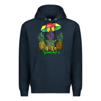 Navy hello summer pineapples Premium Hoodie - RanaPortraitStore