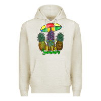 Oatmeal Heather hello summer pineapples Premium Hoodie - RanaPortraitStore