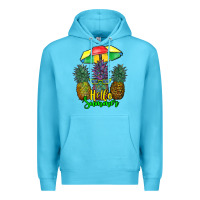 Ocean Blue hello summer pineapples Premium Hoodie - RanaPortraitStore