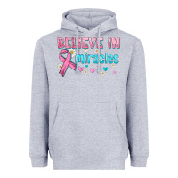 Heather Grey believe in miracles with ribbon Heavyweight Hoodie - HRA Design Shop