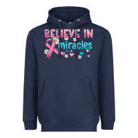 Navy believe in miracles with ribbon Heavyweight Hoodie - HRA Design Shop