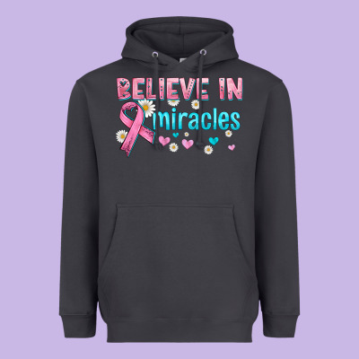 Believe In Miracles With Ribbon Heavyweight Hoodie Designed By Hra Design Shop