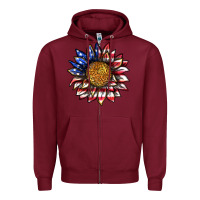 Burgundy 4th of july sunflower Zipper Hoodie - texasbilliewilder