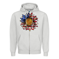 Dove Grey 4th of july sunflower Zipper Hoodie - texasbilliewilder