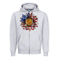 Heather Grey 4th of july sunflower Zipper Hoodie - texasbilliewilder