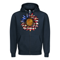 Navy 4th of july sunflower Zipper Hoodie - texasbilliewilder