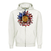 Oatmeal Heather 4th of july sunflower Zipper Hoodie - texasbilliewilder
