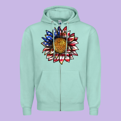 Zipper Hoodie 4th of july sunflower