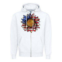 White 4th of july sunflower Zipper Hoodie - texasbilliewilder