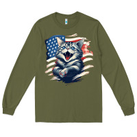 Army Green cat1 Long Sleeve Tee - Unal Design