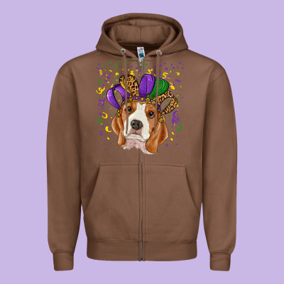 Zipper Hoodie mardi gras beagle