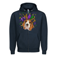 Navy mardi gras beagle Zipper Hoodie - RanaPortraitStore