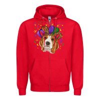 Red mardi gras beagle Zipper Hoodie - RanaPortraitStore